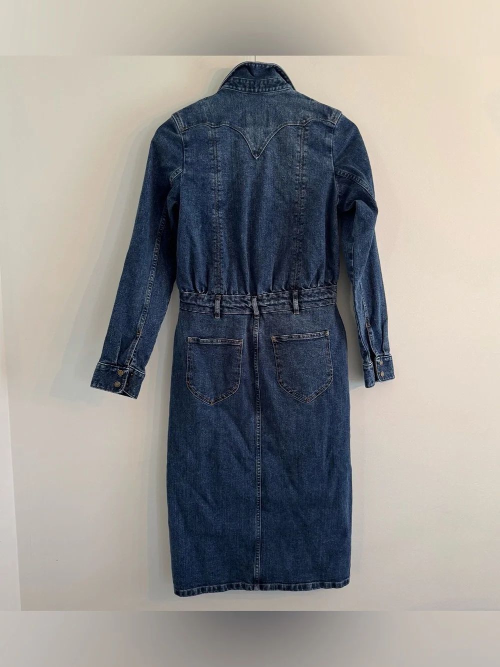 Tecovas Women's Long Sleeve Denim Midi Dress Size Small - Picture 3 of 13